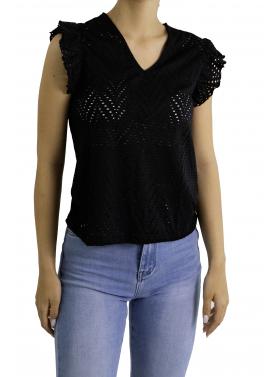 Maglia traforata con scollo a V Only
